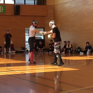 One scene from final sparring with a pupil graduating from private lessons.